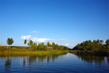 simsearch:400-07107314,k - Summer landscape with a river and trees on the coast Fotografie stock - Microstock e Abbonamento, Codice: 400-07249271