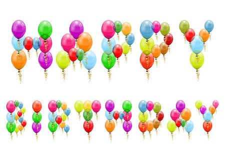 simsearch:400-04402561,k - Happy Birthday Text made â??â??up of Balloons, vector isolated on white background Foto de stock - Super Valor sin royalties y Suscripción, Código: 400-07249608