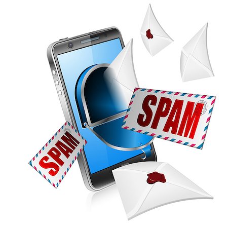 simsearch:400-06849040,k - Spam concept - Mail from Screen Smartphone, isolated on white background Stock Photo - Budget Royalty-Free & Subscription, Code: 400-07249626