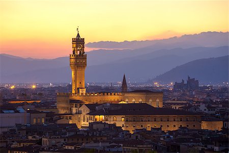simsearch:841-03517821,k - Sunset view of the Palazzo della Signoria tower, Florence, Italy Stock Photo - Budget Royalty-Free & Subscription, Code: 400-07249716