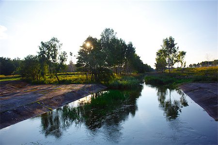 simsearch:400-07107314,k - Summer landscape with a river and trees on the coast Fotografie stock - Microstock e Abbonamento, Codice: 400-07249798