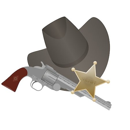 simsearch:400-07254534,k - Star of the sheriff's hat and small arms. The illustration on a white background. Foto de stock - Super Valor sin royalties y Suscripción, Código: 400-07249909