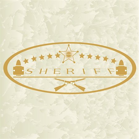 Old sheriff badge and small arms. The illustration on a white background. Photographie de stock - Aubaine LD & Abonnement, Code: 400-07249919