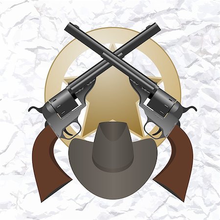 simsearch:400-07254534,k - Star of the sheriff's hat and small arms. The illustration on a white background. Foto de stock - Super Valor sin royalties y Suscripción, Código: 400-07249913