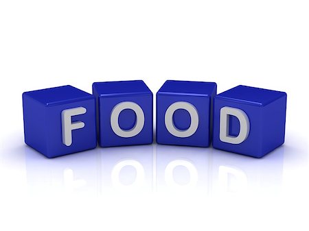 simsearch:400-06852377,k - FOOD word on blue cubes on an isolated white background Foto de stock - Super Valor sin royalties y Suscripción, Código: 400-07249990