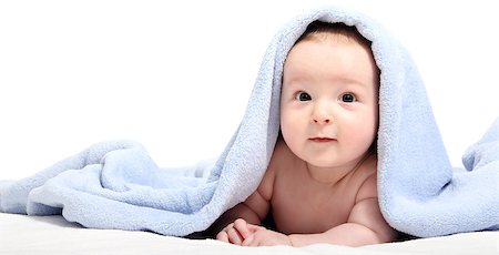 beautiful baby after bath under a blanket Stock Photo - Budget Royalty-Free & Subscription, Code: 400-07243650
