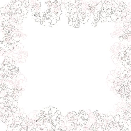 simsearch:622-06369308,k - Hand drawn illustration of a greetings card or cover with pink and grey orchids frame, shabby chic motif with flowers Stock Photo - Budget Royalty-Free & Subscription, Code: 400-07243702