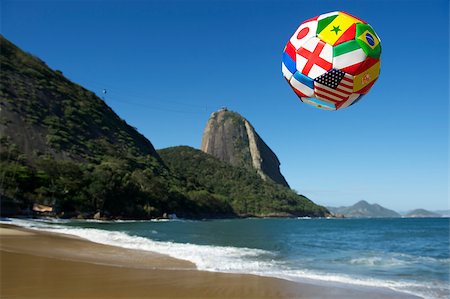 simsearch:400-06527636,k - International football soccer ball floats above Sugarloaf Mountain Rio de Janeiro Brazil Foto de stock - Royalty-Free Super Valor e Assinatura, Número: 400-07254094