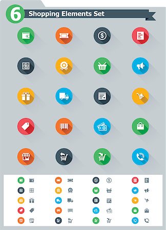 simsearch:400-08696973,k - Set of the simple flat shopping related icons Photographie de stock - Aubaine LD & Abonnement, Code: 400-07254105