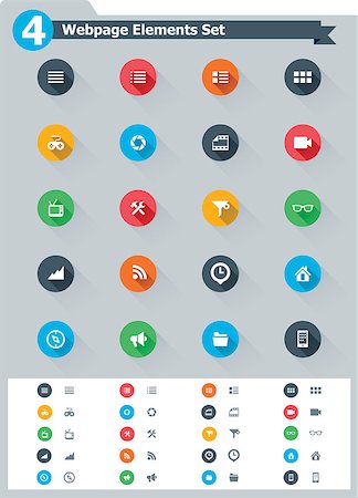 Set of the simple flat webpage elements icons Stock Photo - Budget Royalty-Free & Subscription, Code: 400-07254103