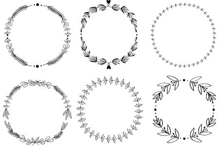 simsearch:400-04391001,k - Set of 6 hand-draw raster victory laurel wreaths for stationary. Easy to change colors. Foto de stock - Royalty-Free Super Valor e Assinatura, Número: 400-07254114