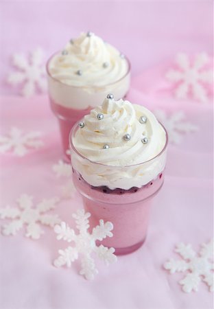 Cranberry dessert with whipped cream for Christmas Stock Photo - Budget Royalty-Free & Subscription, Code: 400-07254316