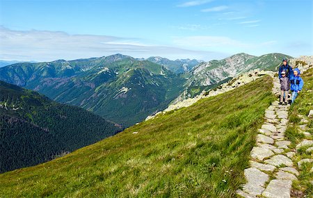 simsearch:400-07096024,k - Tatra Mountain, Poland, view from Kasprowy Wierch mount and family on path Stock Photo - Budget Royalty-Free & Subscription, Code: 400-07254404