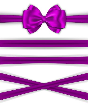 simsearch:400-05699224,k - Violet ribbons with luxurious bow for decorating gifts and cards. Vector illustration Foto de stock - Super Valor sin royalties y Suscripción, Código: 400-07254419