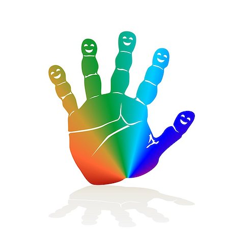 simsearch:400-07254534,k - Hand of a child painted in the colors of the rainbow. The illustration on a white background. Foto de stock - Super Valor sin royalties y Suscripción, Código: 400-07254534