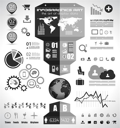 Infographic elements - set of paper tags, technology icons, cloud cmputing, graphs, paper tags, arrows, world map and so on. Ideal for statistic data display. Stock Photo - Budget Royalty-Free & Subscription, Code: 400-07254662