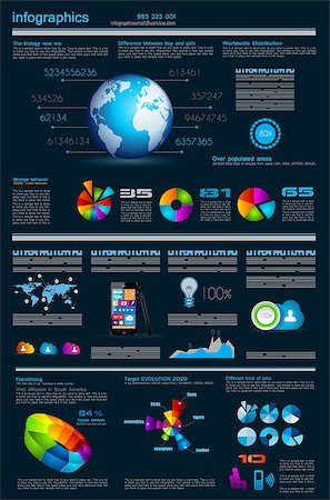 financial pie icon - Timeline to display your data in order with Infographic elements technology icons,  graphs,world map and so on. Ideal for statistic data display. Stock Photo - Budget Royalty-Free & Subscription, Code: 400-07254695