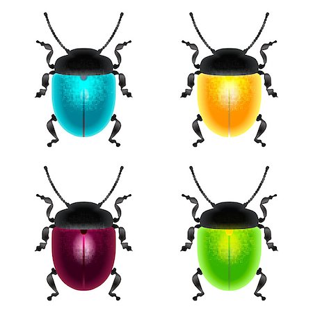 simsearch:400-09223319,k - vector set of four different colored beetles, blue, yellow, green and burgundy Foto de stock - Super Valor sin royalties y Suscripción, Código: 400-07254896