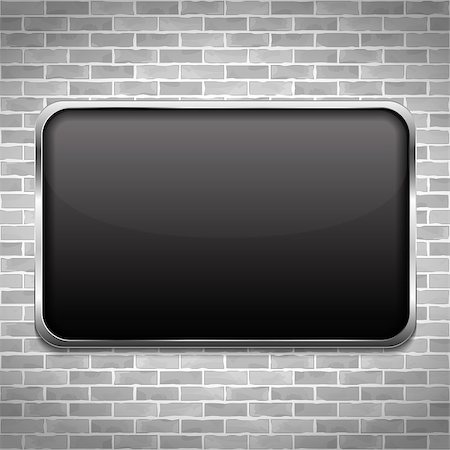 simsearch:400-05749892,k - Black frame on brick wall, vector eps10 illustration Stock Photo - Budget Royalty-Free & Subscription, Code: 400-07254915
