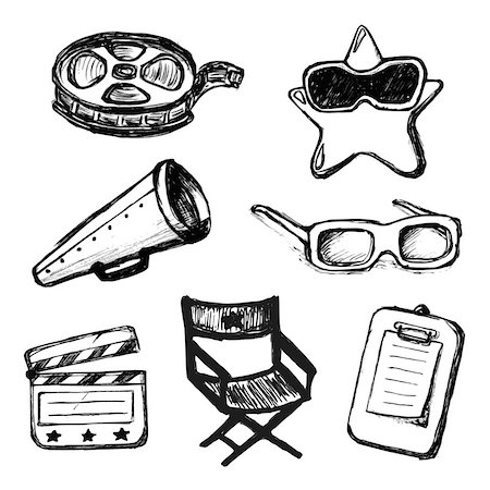 Cinema doodles. Vector icons Stock Photo - Budget Royalty-Free & Subscription, Code: 400-07255104