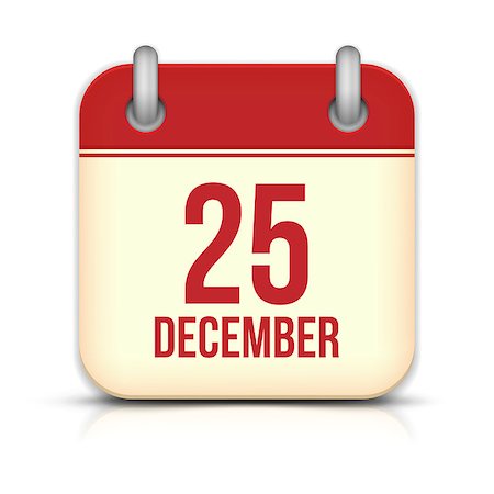 simsearch:400-07266650,k - Christmas Day Calendar Icon. 25 December. Vector Illustration Photographie de stock - Aubaine LD & Abonnement, Code: 400-07255103
