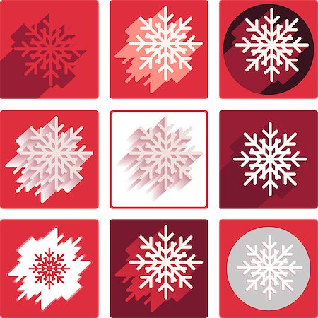 ekaterina88 (artist) - vector set of flat icons with snowflakes in red and white colors Foto de stock - Royalty-Free Super Valor e Assinatura, Número: 400-07255352