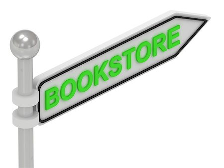 simsearch:400-05254227,k - BOOKSTORE word on arrow pointer on isolated white background Photographie de stock - Aubaine LD & Abonnement, Code: 400-07255427