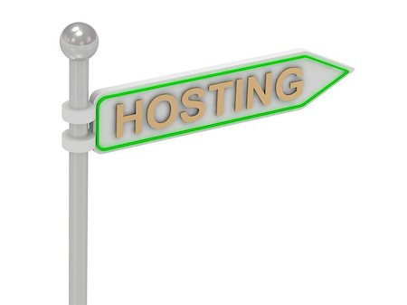 simsearch:400-04776651,k - 3d rendering of sign with gold "HOSTING", Isolated on white background Stock Photo - Budget Royalty-Free & Subscription, Code: 400-07255469