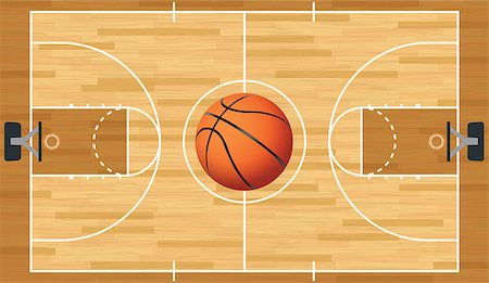 enterlinedesign (artist) - A realistic vector hardwood textured basketball court with basketball in the center court. EPS 10. File contains transparencies. Stock Photo - Budget Royalty-Free & Subscription, Code: 400-07256008