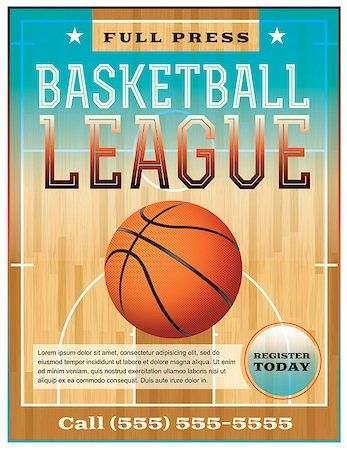 simsearch:694-03319860,k - A basketball league flyer or poster perfect for basketball announcements, games, leagues, camps, and more. Vector EPS 10. File is layered for easy separation of text from the background. Photographie de stock - Aubaine LD & Abonnement, Code: 400-07256009
