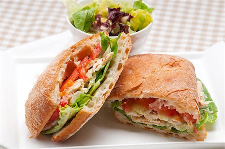 simsearch:400-06641159,k - italian ciabatta panini sandwich with chicken and tomato Foto de stock - Super Valor sin royalties y Suscripción, Código: 400-07256397