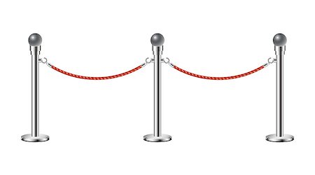 Stand rope barriers in silver design with red rope on white background Stock Photo - Budget Royalty-Free & Subscription, Code: 400-07256447