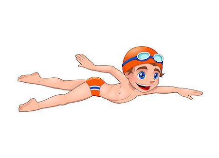 smile as mask for boy - Young swimmer. Funny cartoon and vector isolated character. Stock Photo - Budget Royalty-Free & Subscription, Code: 400-07256506