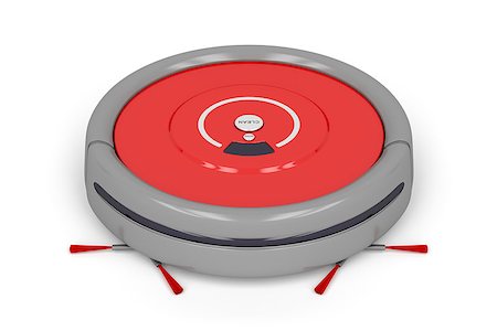 Robot vacuum cleaner on white background Fotografie stock - Microstock e Abbonamento, Codice: 400-07256511