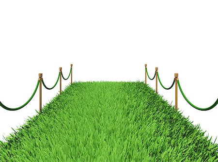 Path of green grass. 3d rendering on white background Stock Photo - Budget Royalty-Free & Subscription, Code: 400-07256526