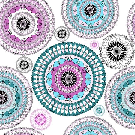 pattern arabic circles - Vintage seamless white pattern with colorful lacy circles (vector) Stock Photo - Budget Royalty-Free & Subscription, Code: 400-07256599