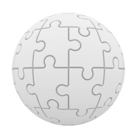 simsearch:400-07258941,k - Sphere consisting of puzzles. Isolated render on a white background Stock Photo - Budget Royalty-Free & Subscription, Code: 400-07256593