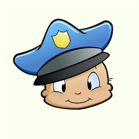 police and children - Vector illustration of a baby wearing a police hat Stock Photo - Budget Royalty-Free & Subscription, Code: 400-07256706