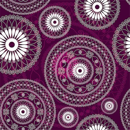 simsearch:400-06083486,k - Vintage purple seamless white pattern with white filigree circles (vector) Stockbilder - Microstock & Abonnement, Bildnummer: 400-07256728