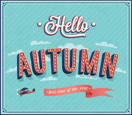 Hello autumn typographic design. Vector illustration. Stock Photo - Budget Royalty-Free & Subscription, Code: 400-07256779