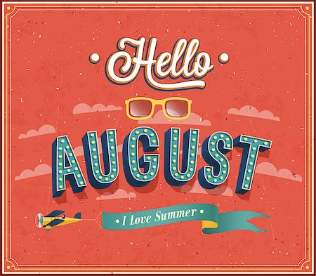 Hello august typographic design. Vector illustration. Stock Photo - Budget Royalty-Free & Subscription, Code: 400-07256772