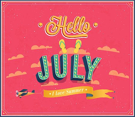 Hello july typographic design. Vector illustration. Stock Photo - Budget Royalty-Free & Subscription, Code: 400-07256784