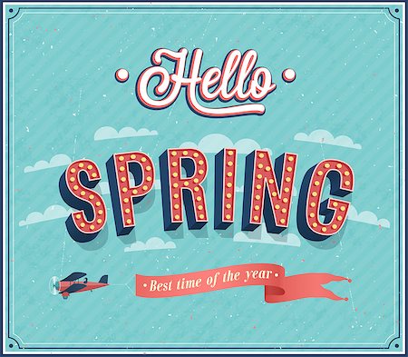 simsearch:400-08647286,k - Hello spring typographic design. Vector illustration. Foto de stock - Super Valor sin royalties y Suscripción, Código: 400-07256780