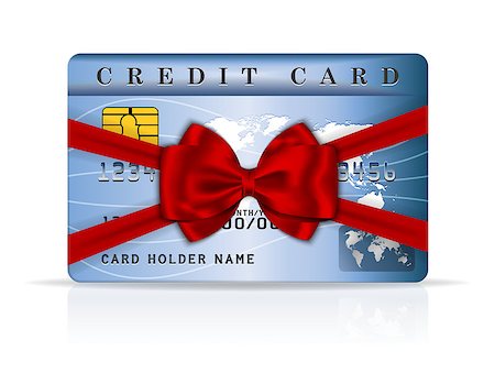 simsearch:400-07308715,k - Credit or debit card design with red ribbon and bow. Vector illustration Stock Photo - Budget Royalty-Free & Subscription, Code: 400-07256915