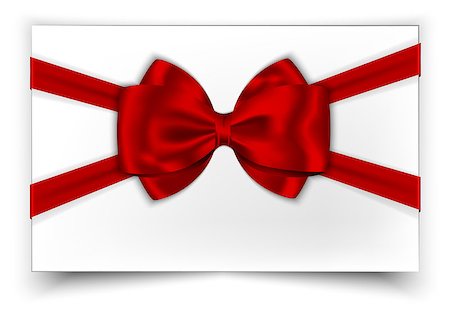 simsearch:400-06199913,k - White gift card with red ribbon and bow. Vector illustration Stock Photo - Budget Royalty-Free & Subscription, Code: 400-07257122