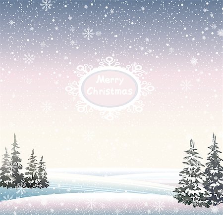 simsearch:400-06102016,k - Winter Christmas landscape with forest and snowfall. Stock Photo - Budget Royalty-Free & Subscription, Code: 400-07257253