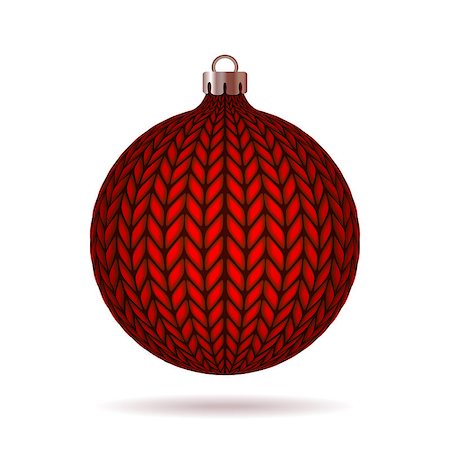 simsearch:400-07718917,k - Red Knitted Christmas Ball. Vector illustration. Stock Photo - Budget Royalty-Free & Subscription, Code: 400-07257268