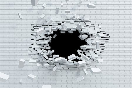 breaking brick wall, high resolution 3d rendering Stockbilder - Microstock & Abonnement, Bildnummer: 400-07257444