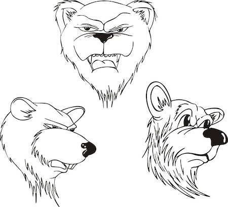 simsearch:400-06769146,k - Aggressive bear heads. Set of black and white vector tattoo designs. Stock Photo - Budget Royalty-Free & Subscription, Code: 400-07257684