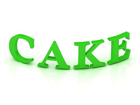 simsearch:400-08196602,k - CAKE sign with green letters on isolated white background Photographie de stock - Aubaine LD & Abonnement, Code: 400-07257708